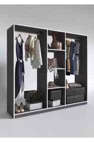 Resim Kenzlife Giysi Dolabı Temel 180*200*40 Gri Gardırop 