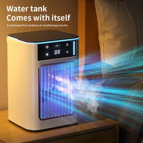 Resim USB'li Sprey Fanlı Mini Taşınabilir Hava Soğutucu ve Renkli Gece Işığı, Yurt, Ofis, Ev Kullanımı İçin Ayarlanabilir 