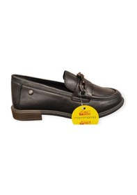 Resim Mammamia D25ka-3800 Kısa Topuk Kadın Loafer Deri Ayakkabı Siyah 