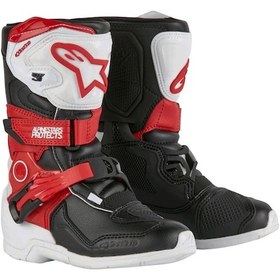 Resim Alpinestars Tech 3s Kros Çocuk Motosiklet Botu Siyah Kırmızı Beyaz 