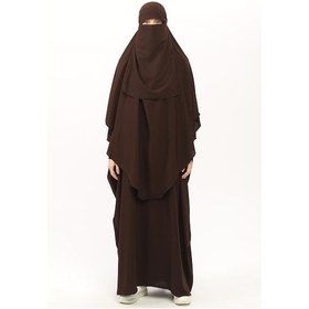 Resim Altobeh Sultanbaş Nikaplı Çarşaf Cilbab Khimar Abaya Kolu Lastikli Hakim Yaka Peçeli Ferace Medine İpek Kahverengi 1412-12-s-m Kahverengi 