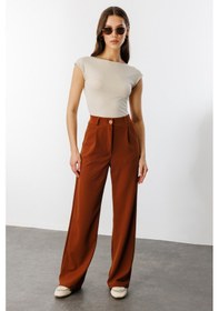 Resim Genius Store Kadın Oversize Palazzo Pantolon Pantolon-001 Açık Kahverengi 