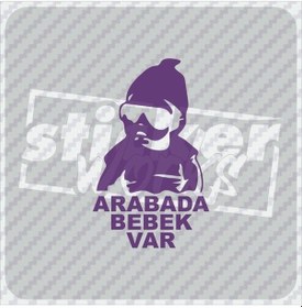 Resim Arabada Bebek Var Sticker Mor 