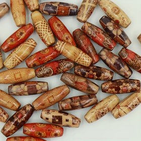 Resim 100 adet Kabile Vintage Çiçekli Ahşap Boncuklar - Karışık Renk El Boyaması DIY Takı Yapımı için Gevşek Boncuklar, Kolye Bilezik Küpe El Sanatları Malzemeleri, Boho Bohem Tarzı Sanat Malzemeleri, El İşi İçin Boncuklar, Bilezik Parçaları 