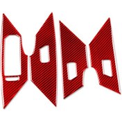 Resim Volkswagen Sagitar 2019-2023 İçin 4 Adet / Set Soldan Direksiyonlu Kaldırma Düğmesi Etiketi Kırmızı 1 Adet 