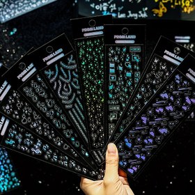 Resim 12 adet yıldızlı lazer günlük çıkartma, PET su geçirmez malzeme, DIY ajandası için uygun, Lazer kesim malzeme çıkartmalar 