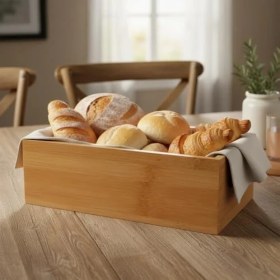 Resim NY Home Bambu Ekmeklik, Bambu Ekmek Sunum Sepeti, Bambu Ekmek Sunum Kutusu 25X14X8 cm 
