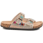 Resim Guja Gümüş Taş İşlemeli Kız Çocuk Düz Terlik 