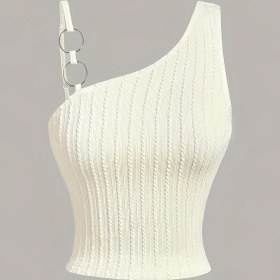Resim Polyester ve Spandex Asimetrik Boyun Kazakları Kolsuz Kısa Boy Tank Top, Seksi Batı Dış Giyim Yelek, Plaj Karnaval Kostümü, Metal Düğmelerle, Kadınlar İçin, Bahar/Yaz 