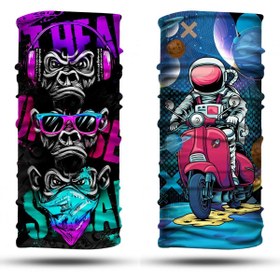 Resim dairaksesuar 2'li Set Bandana Erkek Bandana Kadın Bandana Motosiklet Bandana Boyunluk Balaklava Outdoor 