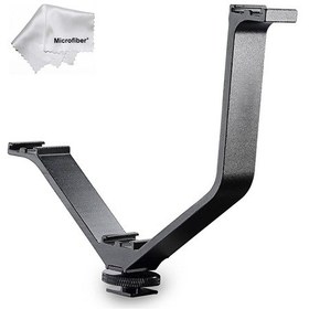 Resim Tianya Dslr ve Aynasız Makineler Için 3 Bağlantılı V-Shape Bracket Işık Flaş LED Ekran Mikrofon Bağlantı Adaptörü 