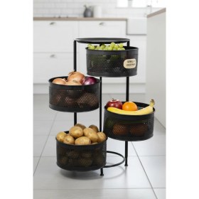 Resim Orvila Kule Sebzelik Tepsili Açılır Metal Patates Soğan Meyvelik Sepetli Rafı 