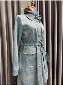 Resim Selinada Taşlı Kot Ceket - Açık Mavi - 44 Açık Mavi 