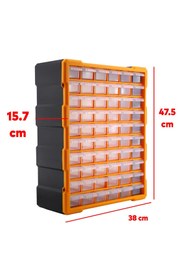 Resim Badem10 Vida Dübel Civata Kutusu Bölmeli Avadanlık Monoblok Çekmeceli 60'lı Takım Çantası Plastik Organizer 