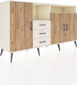 Resim Kronos Konsol 5 Raflı 3 Çekmeceli 3 Kapaklı 176x59x99 Aytaşı-çam/aytaşı Atlas Çam/aytası - Aytası 