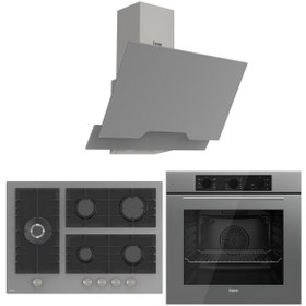 Resim Ferre Flowart BL Modüler Seriisi 3'lü Gri Ankastre Set ( QBL62CPR-BL138-D065 ) 