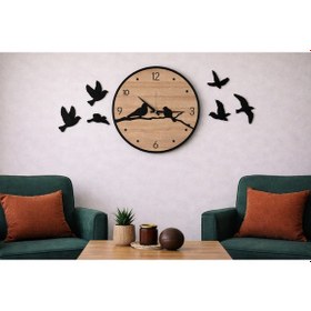 Resim Duvar Saati 40 Cm Kuş Temalı 8 Adettir No 106 Çok Renkli 