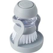 Resim Innoshop Soap Dispenser Kitchen Brush Sıvı Deterjan Hazneli Bulaşık Fırçası ve Stand Gri 