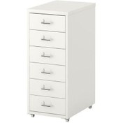 Resim IKEA 6 Çekmeceli Ofis-Makyaj-Eşya Düzenleyici Meridyendukkan Keson Beyaz Renk 28X69 cm Tekerlekli 