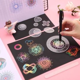 Resim 22 Parça Çiçekli Spiral Çizim Cetvel Seti - Yaratıcı Sanat Eserleri için Çok Yönlü Plastik Boyama Araçları 