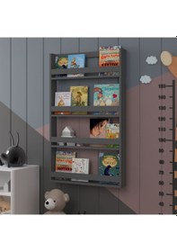 Resim Çocuk Odası Raf / Kitaplık Çr-01 Antrasit 