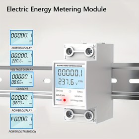 Resim 220V Enerji Ölçer Elektronik LCD Dijital Ekran Watt Saat Ölçer Küçük Boyut 35mm DIN Rayı Kurulum Küçük Mini Ev Enerji Ölçer KWh Ev Elektrik Tüketimi İzleme Elektrikçi Güvenli Elektrik Ekipmanları KWh 