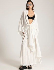 Resim Dantel Detaylı Uzun Kimono - Beyaz / Std 