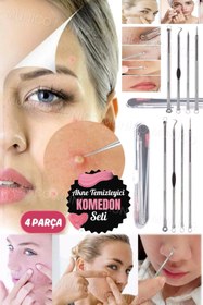 Resim Munico Hafif Akne ve Siyah Nokta Çıkarıcı Seti Komedon Temizleyici Set – Paslanmaz Çelik Temizlik Seti 