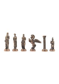 Resim Gifthome Büyük Boy Metal Pegasus Satranç Tk. Antik Ve Ceviz Desenli Sandıklı Mdf Tahtası 36x36x6 Cm. 