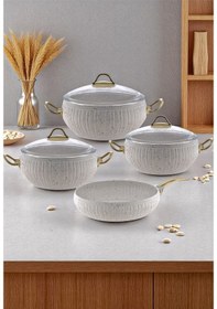 Resim Gökdil Ultra 7 Prç Set 20-24-28 Derin Tencere 26 Tava Beyaz Beyaz 