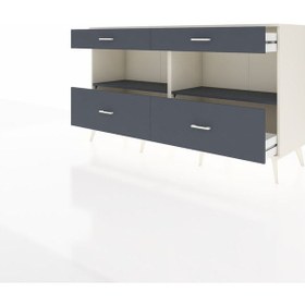 Resim Hyperion Konsol 2 Raflı 4 Çekmeceli 176x44x99 Aytaşı-antrasit Aytaşı-antrasit 
