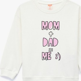 Resim Kız Bebek Pamuklu Uzun Kollu Bisiklet Yaka Baskılı Şardonlu Sweatshirt 