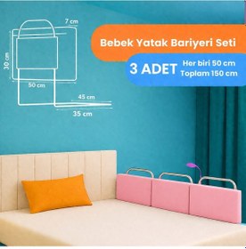 Resim Miralay Yeni Nesil Yatak Bariyeri 50 x 30 CM Pembe 3 Adet 