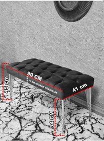 Resim Zafir Siyah Boyalı Tel Ayaklı 90 Cm Puf Bench - Puf - Bench - Kasalı Oturak - Oturak - Yatak Ucu Puf Pembe 