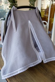 Resim Puset Ortusu/Bebek Arabasi Ortusu %100 Pamuk Muslin Gri 