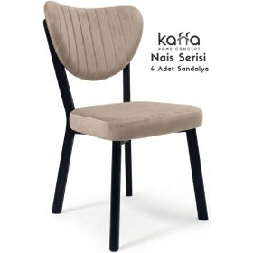 Resim Kaffahome Nais Serisi Modern , Metal İskelet Ergonomik Yemek Odası Ve Mutfak Sandalyesi - Babyface Kumaş 4 Adet Cappucino Cappuccino 