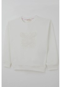 Resim Breeze Kız Çocuk Sweatshirt Kelebek Aplike Nakışlı 8-12 Yaş, Ekru 