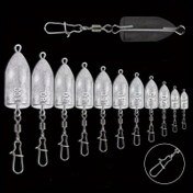 Resim Snap Swivel ile 5 adet Balıkçılık Ağırlığı - Bas ve Tuzlu Su Balıkçılığı için 11 Boyut Ağır Mermi Ağırlıkları, Korozyona Dayanıklı Metal Yem Ağırlıkları Keskin Metal Kanca ile Hazır Kullanım Ağırlık Kanca | Şık Metalik Bitiş | Dayanıklı Ağırlık Tasarımı 