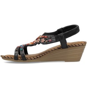 Resim Guja 25y151-6 Kadın Taşlı Dolgu Topuk Sandalet Siyah Siyah 