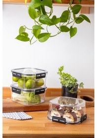 Resim Nandy Home Kilit Kapaklı Kare Clear Saklama Kabı Seti 3'lü 1800 ML Beyaz 