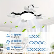 Resim Drone LED Fan Işık, Asılı Fan Işık, Frekans Dönüştürme Oturma Odası Yemek Odası Ev ABS Sessiz Entegre Tavan Lambası Kolye Fan Göz Koruma Enerji Tasarrufu 