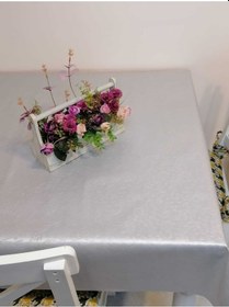 Resim Elyaflı Pvc Muşamba - Desenli Silinebilir Masa Örtüsü 02mrl76c Gri 