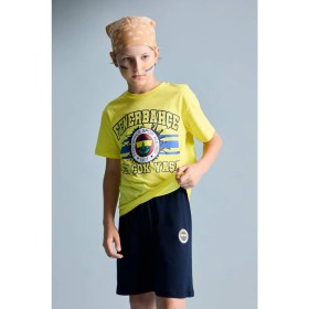 Resim DeFacto Fenerbahçe Kısa Kollu Pijama Üst Şort Pijama Alt 2'li Pijama Takımı Erkek Çocuk H7338A826HS 