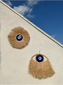 Resim Rafya El Yapımı Yarım Göz Nazarlık Ve Yuvarlak Gzöz Nazar 2'li Set Balkon,kapı,duvar, Bahçe Süsü 