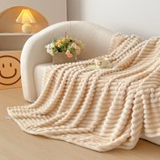 Resim Şık Yumuşak Sahte Tavşan Peluş Battaniye - Modern Flanel/Peluş Tarzı, Makinede Yıkanabilir Yatak ve Koltuk Örtüsü, Çok Amaçlı Kamp Kullanımı - Çeşitli Renklerde Çizgili Desenlerle Tüm Mevsim Rahatlık | Konforlu Ortam | Makinede Yıkanabilir Battaniye 