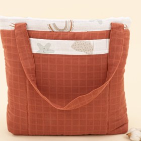 Resim Bebek Bakım Çantası - Koyu Kiremit Muslin - Kahverengi Gökkuşağı 