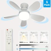 Resim Işık ve Uzaktan Kumandalı Tavan Vantilatörü, Ayarlanabilir LED Ampul ile Bileme Kanatlı Vantilatör, 3 Hız Açısı Sıcaklık Ayarı 3000K-6000K, Yatak Odaları için Küçük Vidayla Tavan Vantilatör Işık Kiti 
