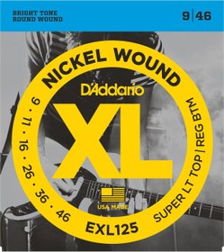Resim Daddario D'Addario EXL125 XL Nickel Serisi Elektro Gitar Tel Seti (Super Light Top/Regular Bottom - 09-46 - 