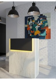 Resim Resital Ledli Karşılama Bankosu G-90 Cm Ofis Kasa Resepsiyon Masası Banko-003-8-4 