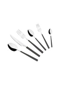 Resim Tantitoni 36 Parça Dublın Mat Simli Füme Paslanmaz Çelik Çatal Bıçak Kaşık Takımı Füme 